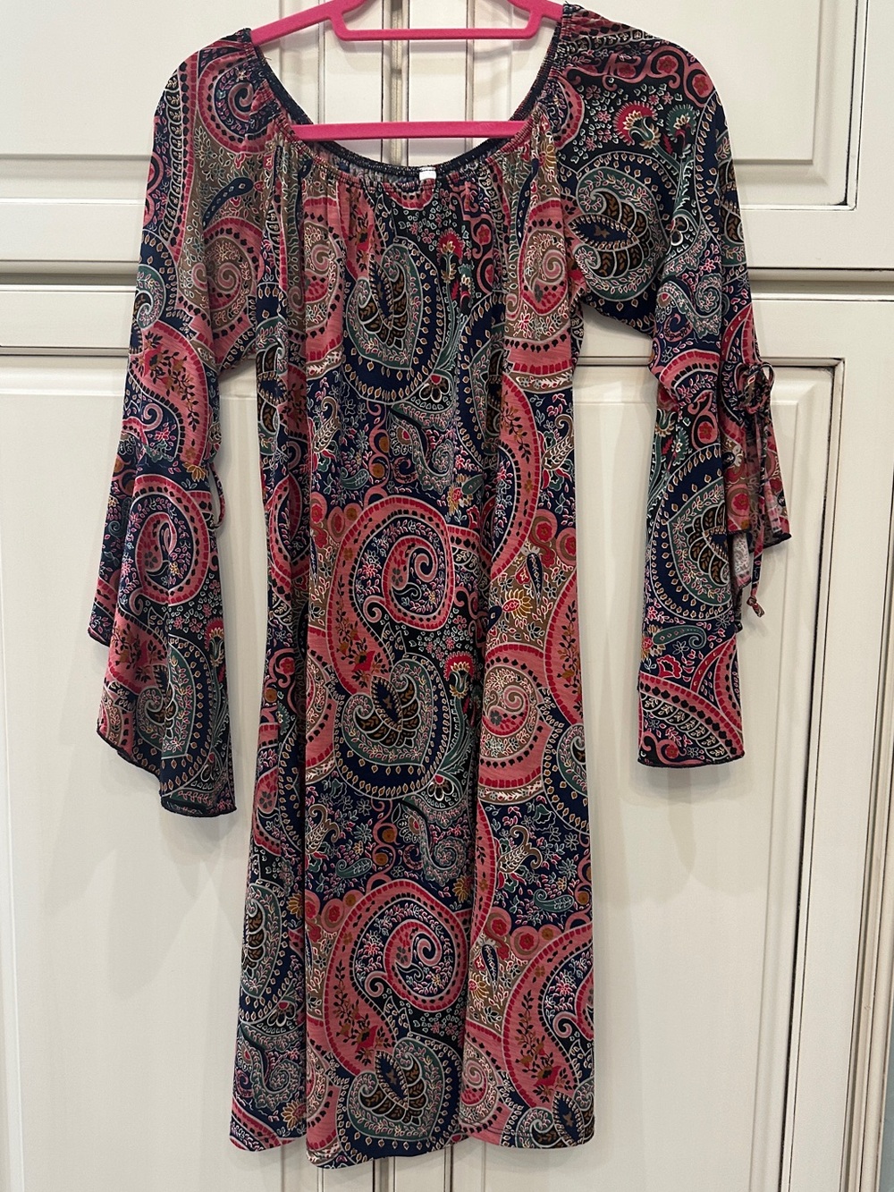 Women's Boho Paisley Dress - Size Large‎ - On/Off Shoulder